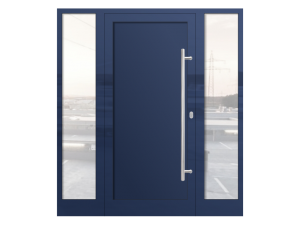 Алюминиевая однопольная дверь теплая синяя